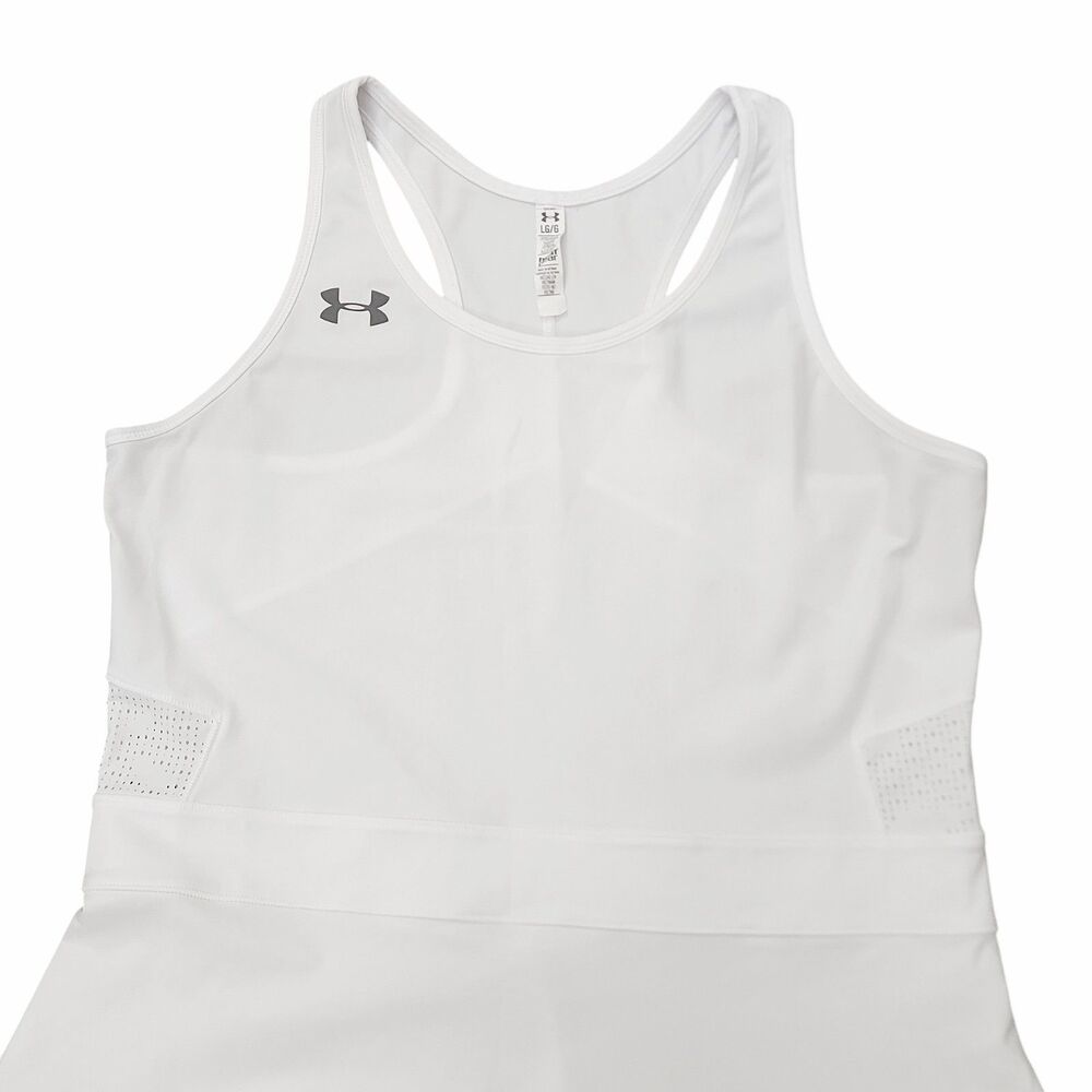 Under Armour Tennis Dress Womens Large White Heatgear Fitted Athletic Golf View 4